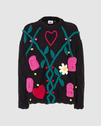 Embroidered puffy sweater